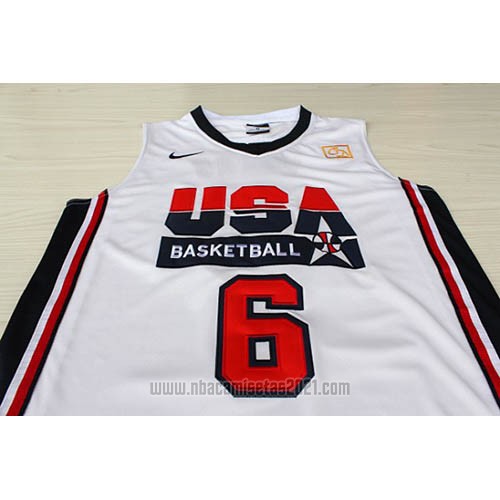 Camiseta USA 1992 Patrick Ewing #6 Blanco